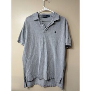 Polo Ralph Lauren Polo Shirt Men Large Gray Pony Blue Short Sleeve